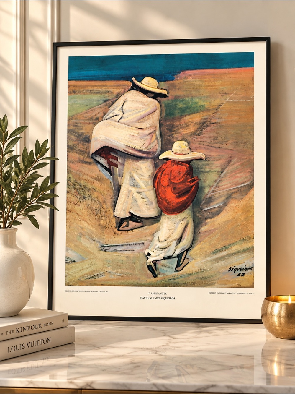 Vintage David Alfaro Siqueiros “Caminantes” Framed Art Print